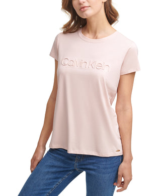 Calvin Klein Women's Short Sleeve Logo T-Shirt Pink Size Large