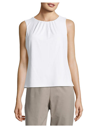 Calvin Klein Women's Sleeveless Pleated Top White Size 6Pettite
