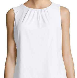Calvin Klein Women's Sleeveless Pleated Top White Size 6Pettite