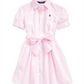 Polo Ralph Lauren Big Girl's Striped Cotton Shirtdress Pink Size 16
