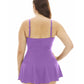 Always For Me - Plus Size Illusion Ring Front Shirred Swimdress