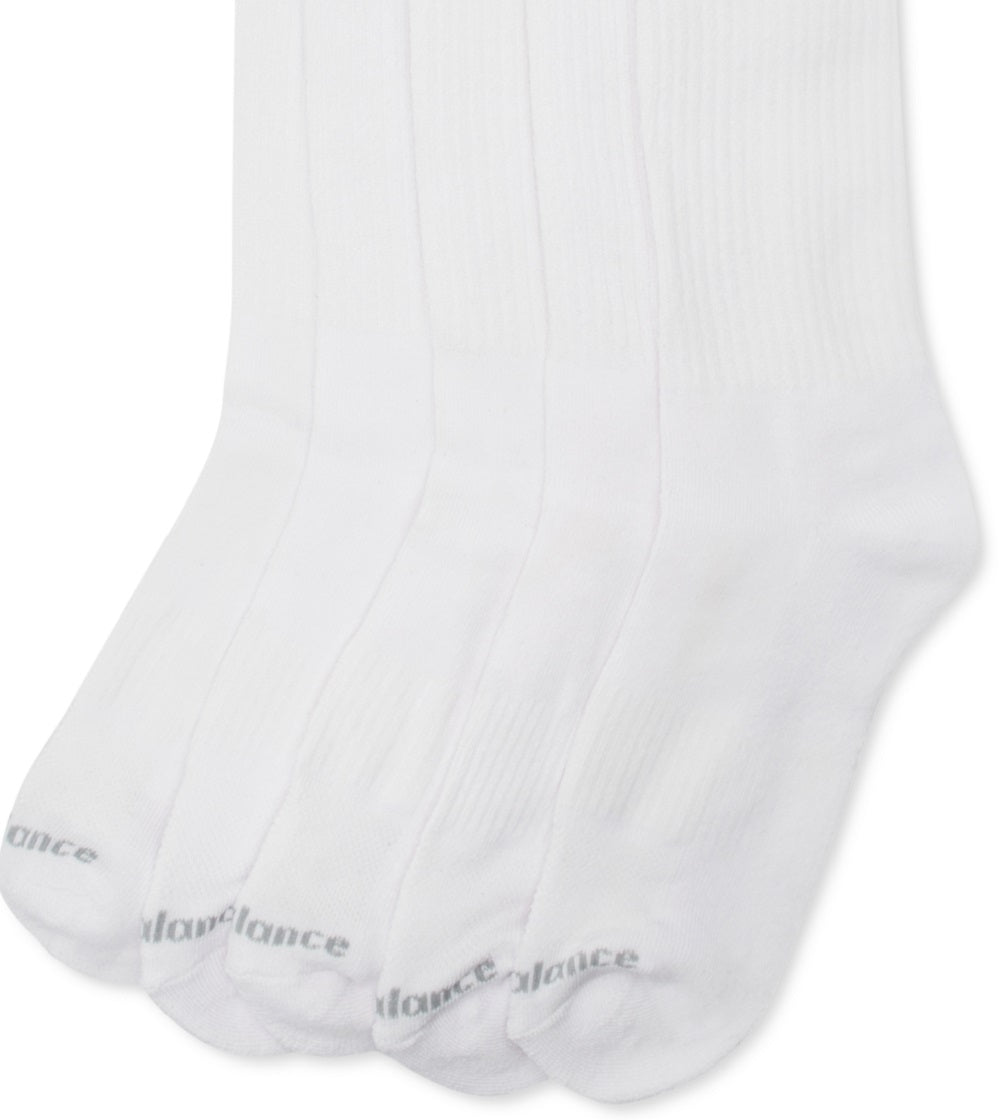 New Balance Men's 5 Pk Athletic Crew Socks White Size Regular
