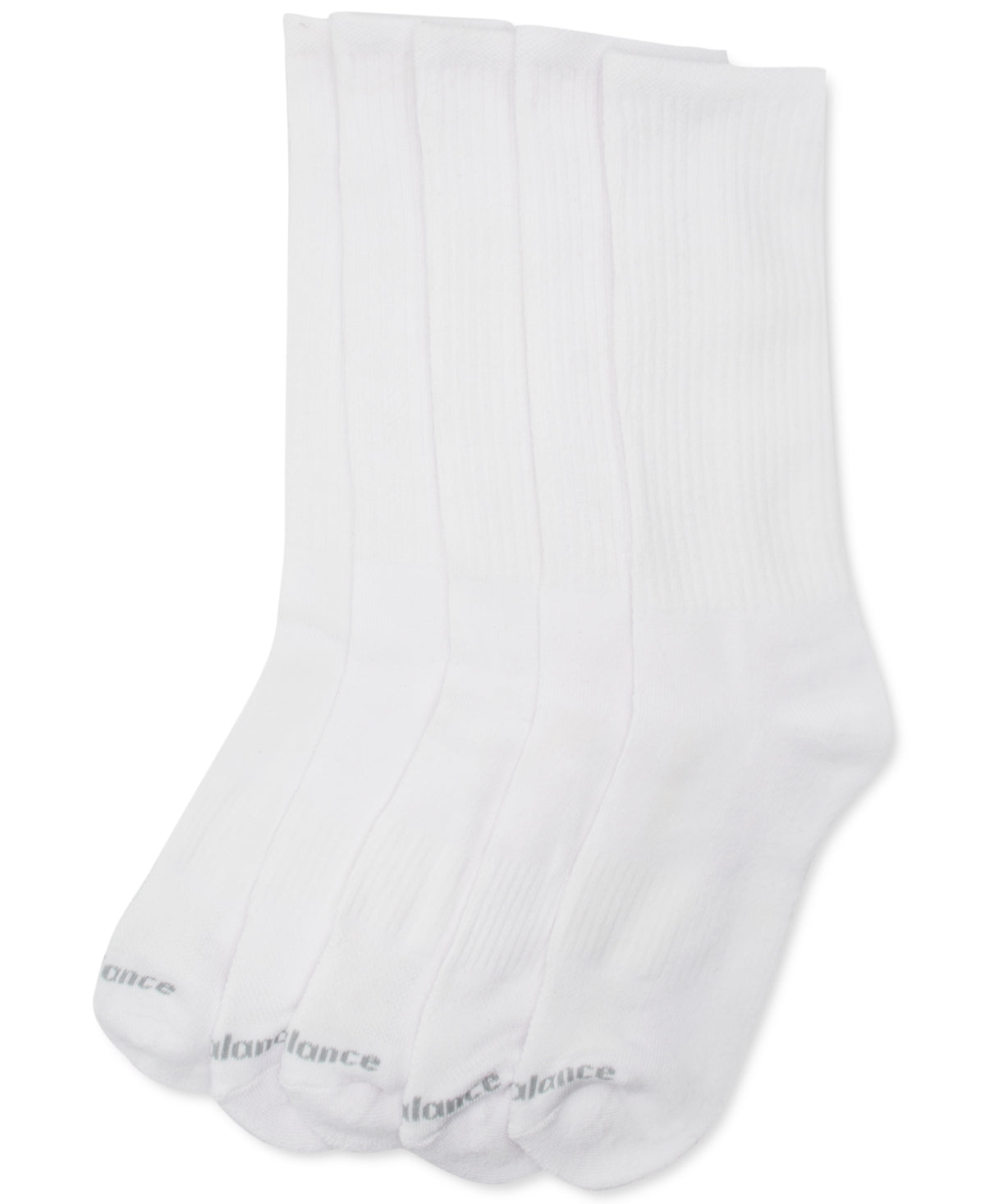 New Balance Men's 5 Pk Athletic Crew Socks White Size Regular