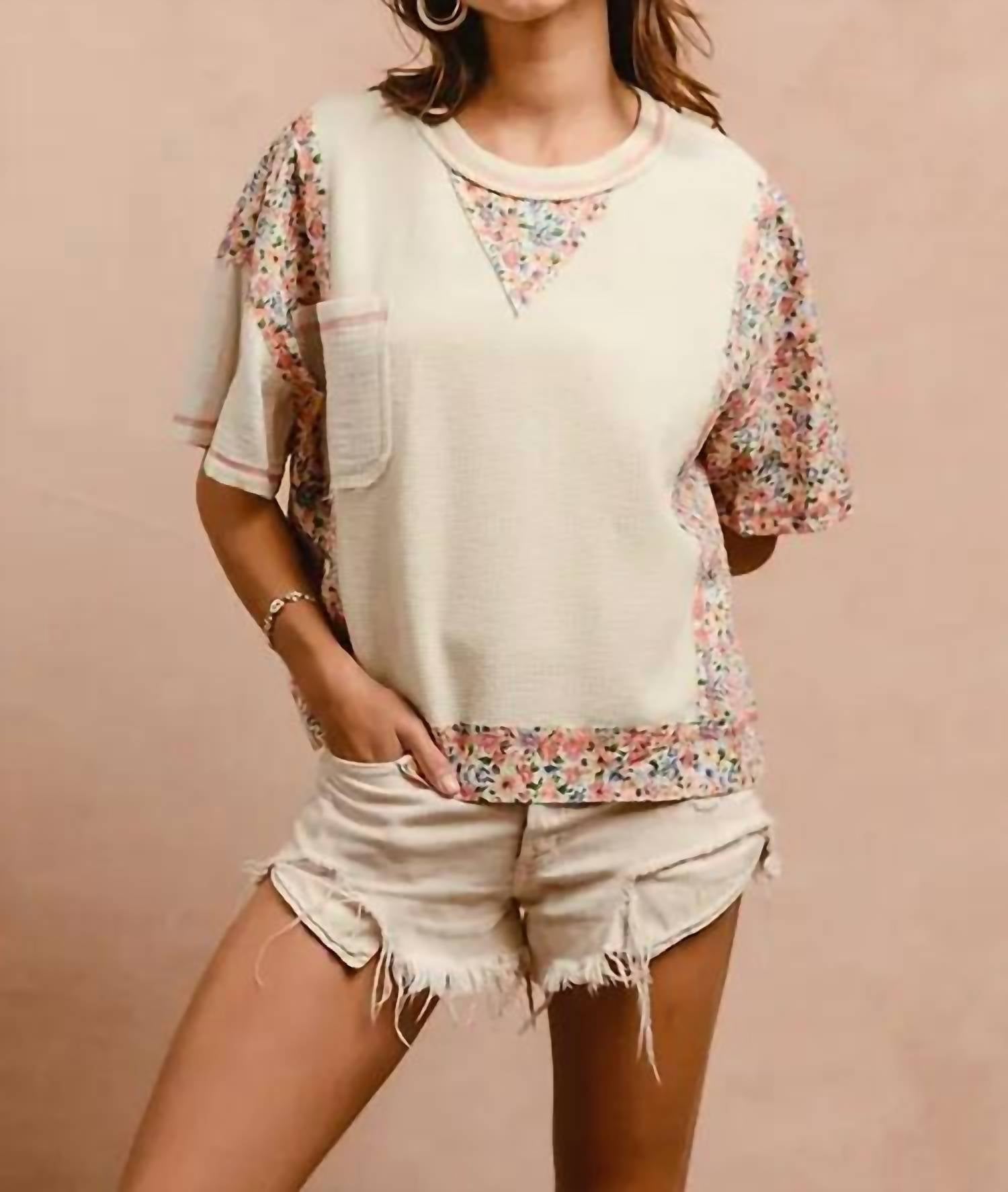 Bibi - Floral Patch Pocket Sweater Tee
