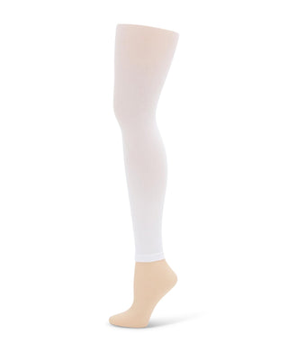 Capezio Women's Footless Tight With Self Knit Waist Band White Size SM