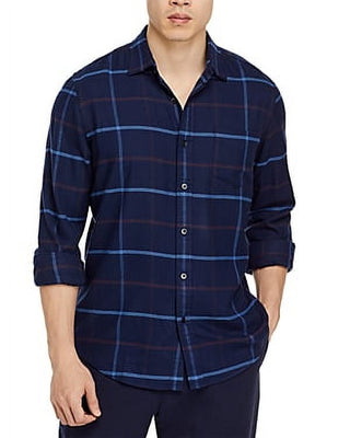 The Men's Store at Bloomingdale's Regular Fit Long Sleeve Twill Flannel Shirt Blue