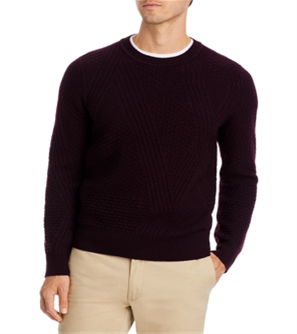 The Men's Store at Bloomingdale's Jacquard Merino Wool Crewneck Sweater Raisin Size XXL