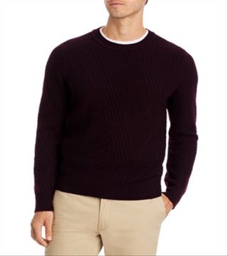 The Men's Store at Bloomingdale's Jacquard Merino Wool Crewneck Sweater Raisin Size XXL