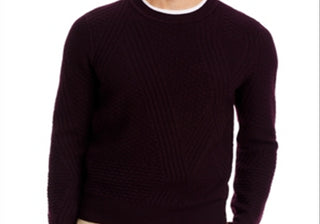 The Men's Store at Bloomingdale's Jacquard Merino Wool Crewneck Sweater Raisin Size XXL