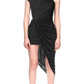 David Koma Ruched Asymmetric Dress Black