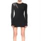 David Koma Ribbed Mesh Detail Mini Dress Black