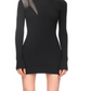 David Koma Ribbed Mesh Detail Mini Dress Black