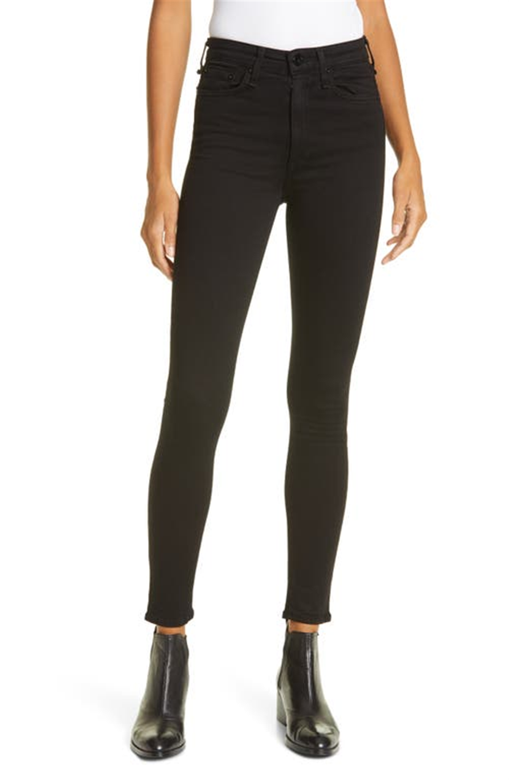 Rag & Bone Nina High Waist Skinny Jeans In Black Size 32