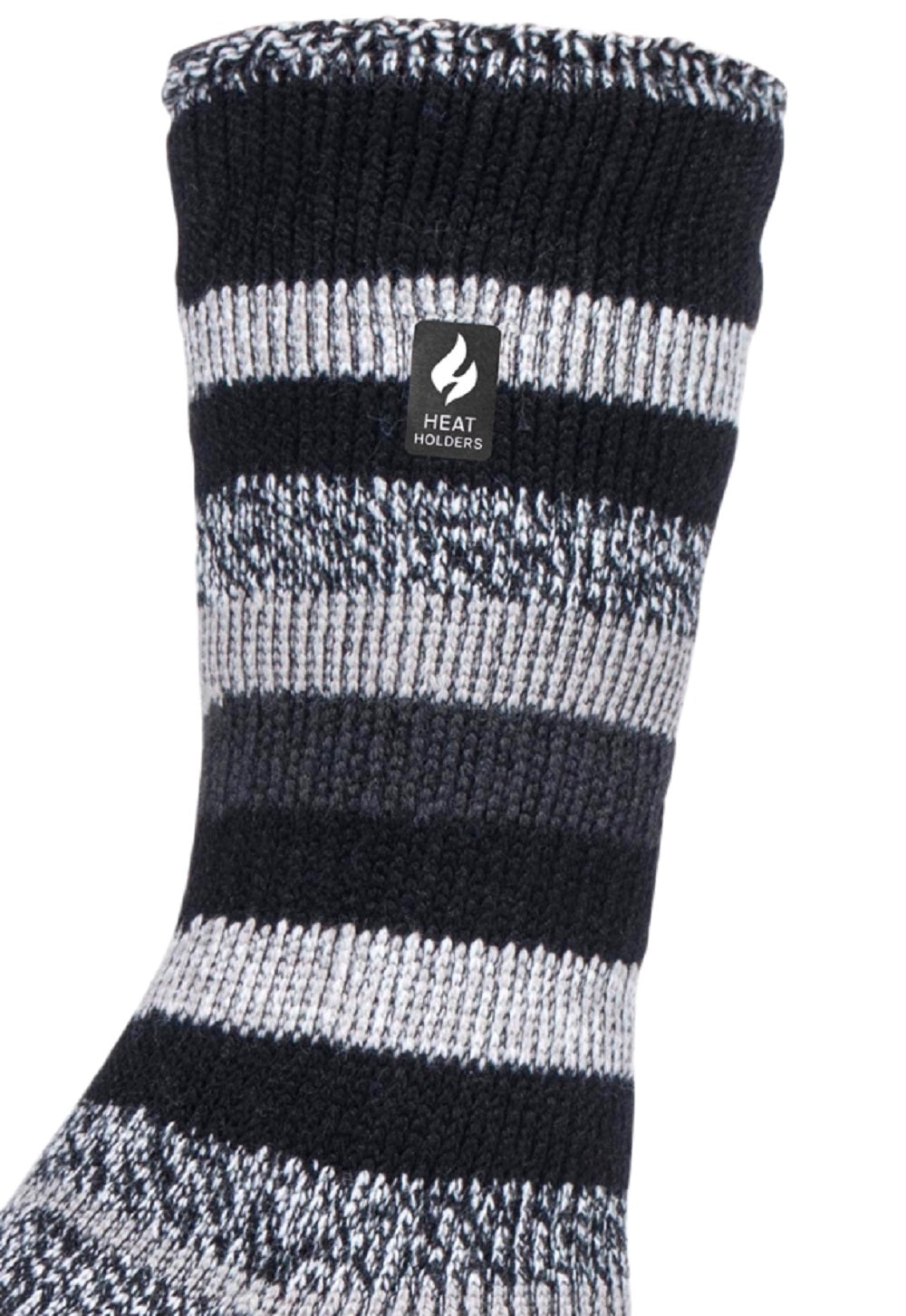 Heat Holders Women's Petunia Stripe Crew Slipper Socks Black Size 5-9