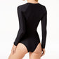 Volcom Junior's Simply Solid Long Sleeve One Piece Swimsuit Black Size X-Small