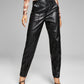 And Now This Women's Tapered Faux Leather Utility Pants Black Size 4