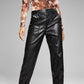 And Now This Women's Tapered Faux Leather Utility Pants Black Size 4