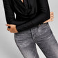 And Now This Woman's Slinky Cowl Neck Knit Bodysuit Black Size Small