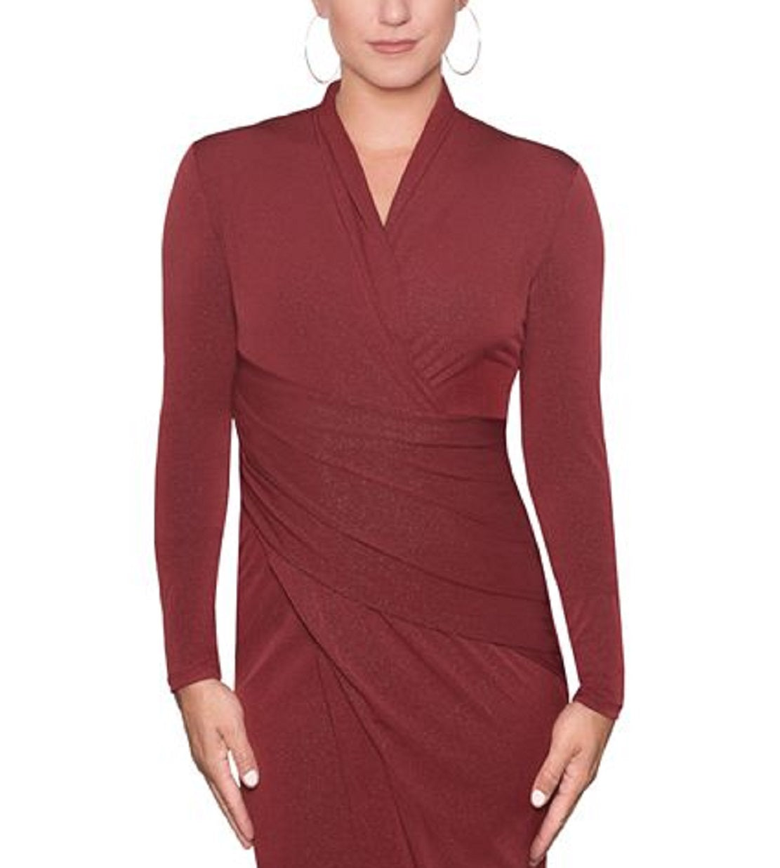 Rachel Roy Women's Bret Sparkle Knit Faux Wrap Dress Red Size Small
