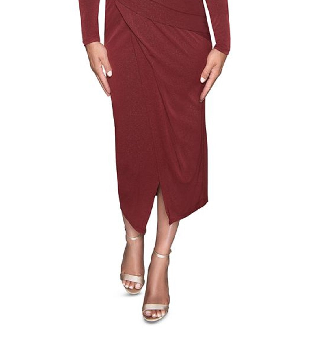 Rachel Roy Women's Bret Sparkle Knit Faux Wrap Dress Red Size Small