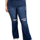 Tinseltown Women's Pull On Flared Leg Pants Blue Size 24W