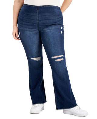 Tinseltown Women's Pull On Flared Leg Pants Blue Size 24W