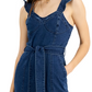Tinseltown Junior's Belted Denim Jumpsuit Blue Size M