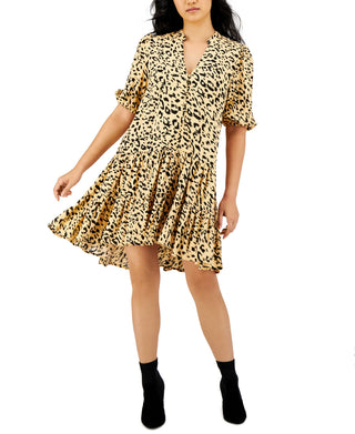 Tinsel Women's Jacquard Animal Print Dress Yellow Size Petite XL