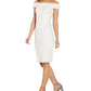 Adrianna Papell Women's Off The Shoulder Beaded Sheath Dress White Size 4