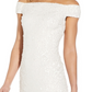 Adrianna Papell Women's Off The Shoulder Beaded Sheath Dress White Size 4