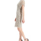 Papell Studio Women's Flutter Sleeve Sheath Dress Gray Size 10