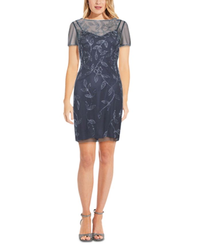 Papell Studio Women's Embellished Boat-Neck Dress Blue Size 4