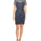 Papell Studio Women's Embellished Boat Neck Dress Blue Size 10