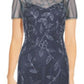 Papell Studio Women's Embellished Boat Neck Dress Blue Size 10