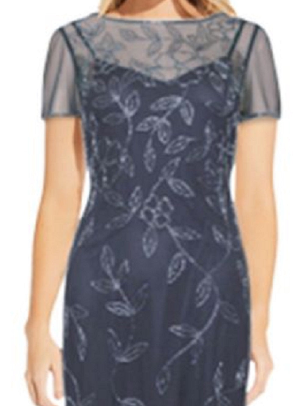 Papell Studio Women's Embellished Boat Neck Dress Blue Size 10