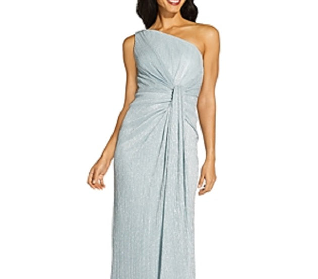 Adrianna Papell Women's One Shoulder Evening Gown Blue Size 12