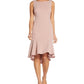 Adrianna Papell Women's Metallic Knit Cowl Back Fit & Flare Dress Pink Size 6