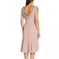 Adrianna Papell Women's Metallic Knit Cowl Back Fit & Flare Dress Pink Size 6