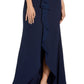 Adrianna Papell Women's Chiffon Overlay Crepe Mermaid Gown Blue Size 4