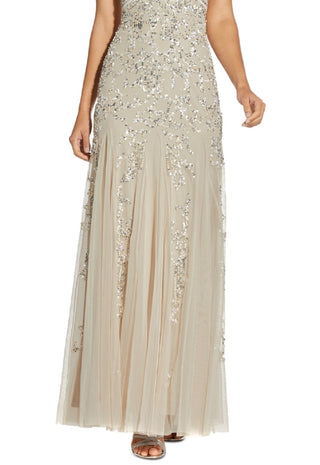 Adrianna Papell Women's Embellished Godet Gown Brown Size 6