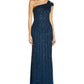 Adrianna Papell Women's Embellished One Shoulder Gown Blue Size 2