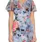 Adrianna Papell Women's Floral Wrap Front Ruffle Midi Dress Blue Size 8