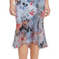 Adrianna Papell Women's Floral Wrap Front Ruffle Midi Dress Blue Size 12