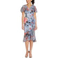 Adrianna Papell Women's Floral Wrap Front Ruffle Midi Dress Blue Size 12
