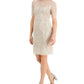 Adrianna Papell Women's Sequin Elbow Sleeve Dress Beige Size 0