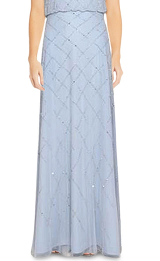 Adrianna Papell Women's Beaded Blouson Gown Blue Size 2