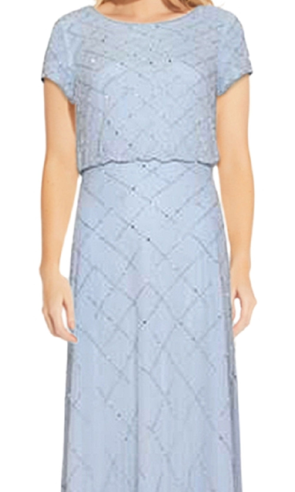 Adrianna Papell Women's Beaded Blouson Gown Blue Size 4