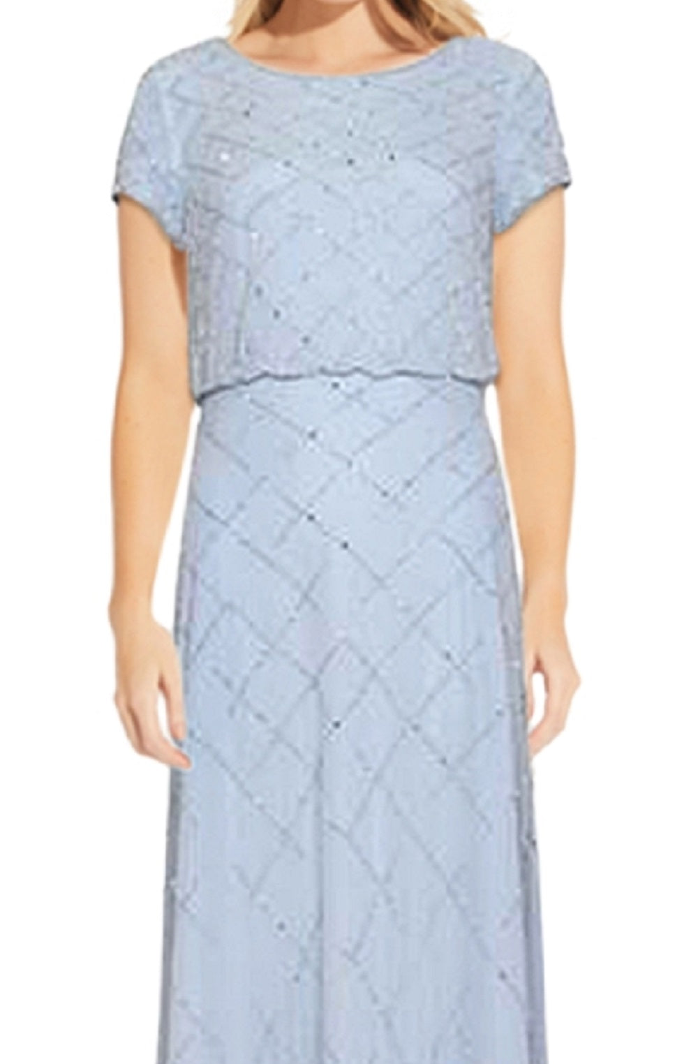 Adrianna Papell Women's Beaded Blouson Gown Blue Size 12