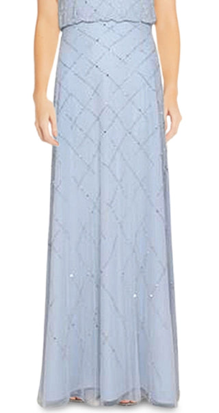 Adrianna Papell Women's Beaded Blouson Gown Blue Size 12