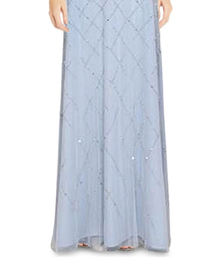 Adrianna Papell Women's Beaded Blouson Gown Blue Size 16